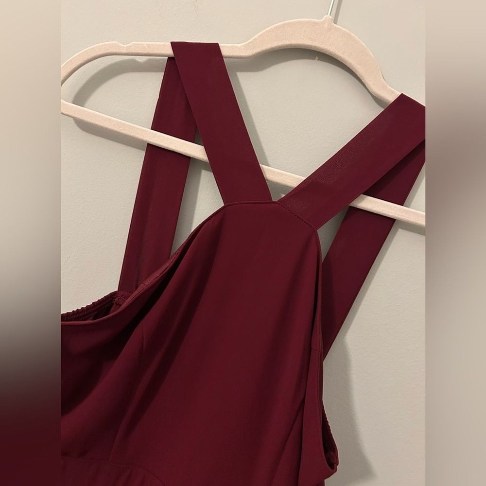 Lulu's Burgundy Dress with Halter Neck and Swing Skirt, Size Small, NWT - Picture 4 of 15